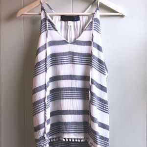 Blue Rain striped sleeveless top. Size large.